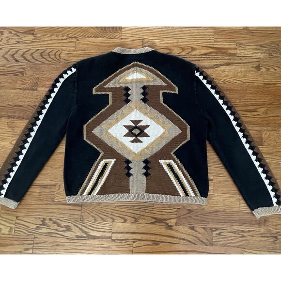 VTG Earth Tones Santa Fe Cardigan Sweater Peru Southwest Aztec Western Knit - Picture 3 of 8